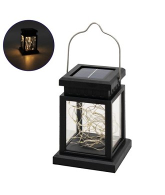 GLOBOSTAR® LANTERNIA 71505 Διακοσμητικό Φαναράκι LED 1W 50lm 180° DC 5V με Φωτοβολταϊκό Panel 5V 0.1W & Επαναφορτιζόμενη Μπαταρία Li-ion 3.2V 120mAh Αδιάβροχο IP65 Θερμό Λευκό 2700K - Μ9 x Π9 x Υ12.5cm - 1 Χρόνο Εγγύηση